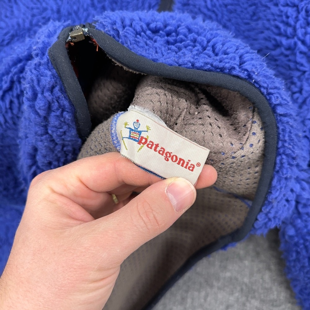 Vintage Patagonia Jacket Men S (Youth XL) Cobalt Blue Retro X Deep Pile USA Made - Picture 9 of 15
